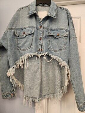 BBJ LA Fringe  Hi- Low Denim Jacket